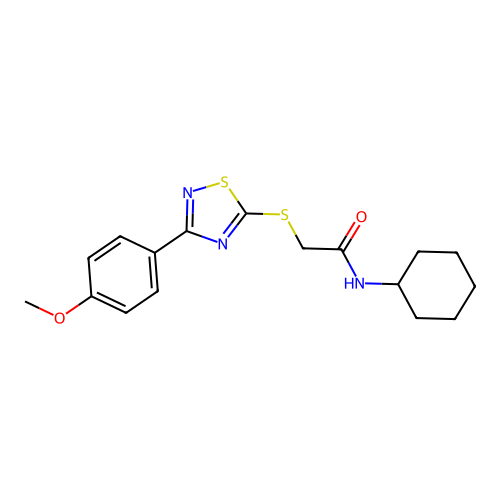 N-cyclohexyl-2-((3-(4-methoxyphenyl)-1,2,4-thiadiazol-5-yl)thio)acetamide structure