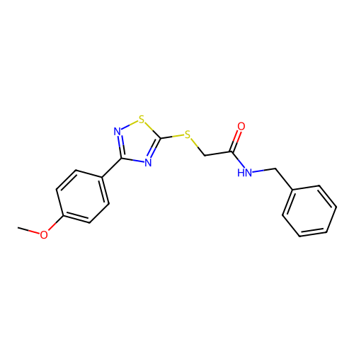 N-benzyl-2-((3-(4-methoxyphenyl)-1,2,4-thiadiazol-5-yl)thio)acetamide structure