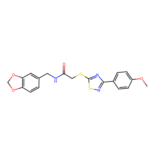 N-(benzo[d][1,3]dioxol-5-ylmethyl)-2-((3-(4-methoxyphenyl)-1,2,4-thiadiazol-5-yl)thio)acetamide structure