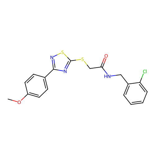 N-(2-chlorobenzyl)-2-((3-(4-methoxyphenyl)-1,2,4-thiadiazol-5-yl)thio)acetamide structure