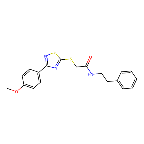 2-((3-(4-methoxyphenyl)-1,2,4-thiadiazol-5-yl)thio)-N-phenethylacetamide structure