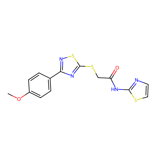 2-((3-(4-methoxyphenyl)-1,2,4-thiadiazol-5-yl)thio)-N-(thiazol-2-yl)acetamide structure