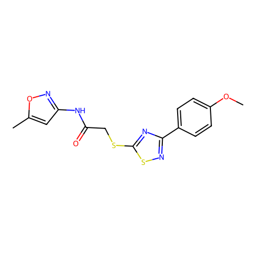 2-{[3-(4-methoxyphenyl)-1,2,4-thiadiazol-5-yl]thio}-N-(5-methylisoxazol-3-yl)acetamide structure