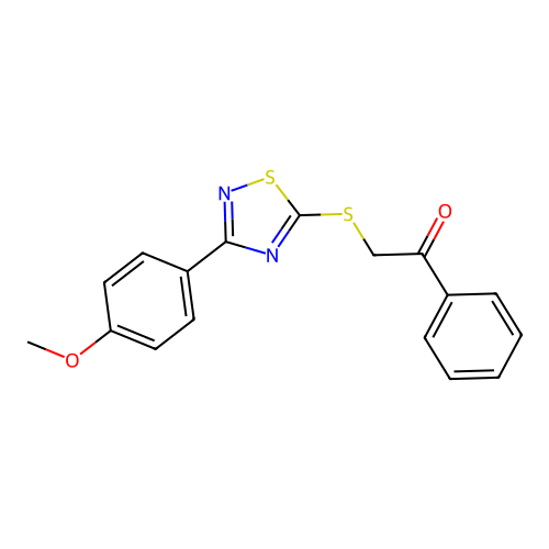 2-((3-(4-Methoxyphenyl)-1,2,4-thiadiazol-5-yl)thio)-1-phenylethanone structure