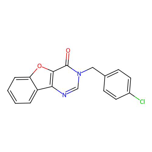 3-(4-chlorobenzyl)[1]benzofuro[3,2-d]pyrimidin-4(3H)-one structure