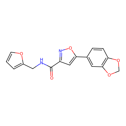 5-(1,3-benzodioxol-5-yl)-N-(2-furylmethyl)isoxazole-3-carboxamide structure