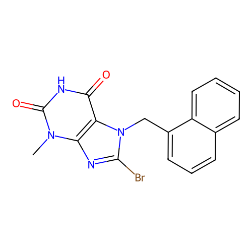 8-bromo-3-methyl-7-(naphthalen-1-ylmethyl)-1H-purine-2,6(3H,7H)-dione structure