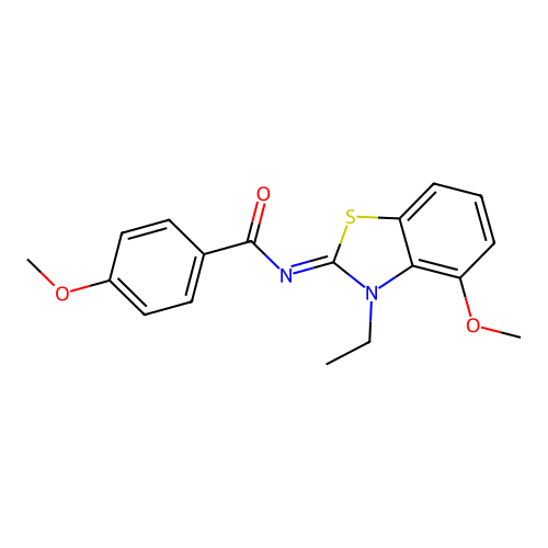 N-(3-ethyl-4-methoxy-1,3-benzothiazol-2-ylidene)-4-methoxybenzamide structure