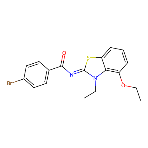 4-bromo-N-(4-ethoxy-3-ethyl-1,3-benzothiazol-2-ylidene)benzamide structure