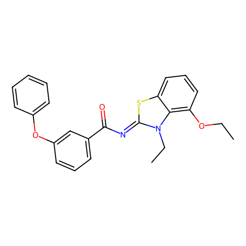N-(4-ethoxy-3-ethyl-1,3-benzothiazol-2-ylidene)-3-phenoxybenzamide structure