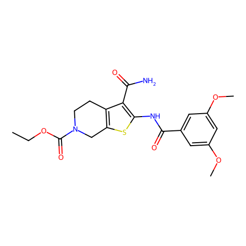 ethyl 3-carbamoyl-2-(3,5-dimethoxybenzamido)-4,5-dihydrothieno[2,3-c]pyridine-6(7H)-carboxylate structure