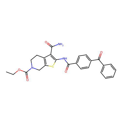 ethyl 2-(4-benzoylbenzamido)-3-carbamoyl-4,5-dihydrothieno[2,3-c]pyridine-6(7H)-carboxylate structure