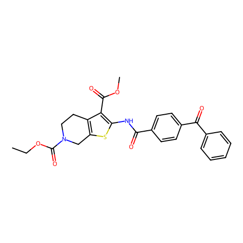 6-ethyl 3-methyl 2-(4-benzoylbenzamido)-4,5-dihydrothieno[2,3-c]pyridine-3,6(7H)-dicarboxylate structure