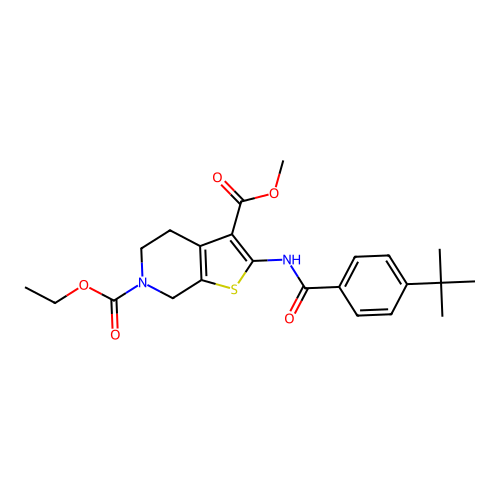 6-ethyl 3-methyl 2-(4-(tert-butyl)benzamido)-4,5-dihydrothieno[2,3-c]pyridine-3,6(7H)-dicarboxylate structure