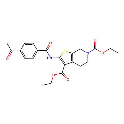 diethyl 2-(4-acetylbenzamido)-4,5-dihydrothieno[2,3-c]pyridine-3,6(7H)-dicarboxylate structure