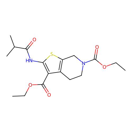 diethyl 2-isobutyramido-4,5-dihydrothieno[2,3-c]pyridine-3,6(7H)-dicarboxylate structure