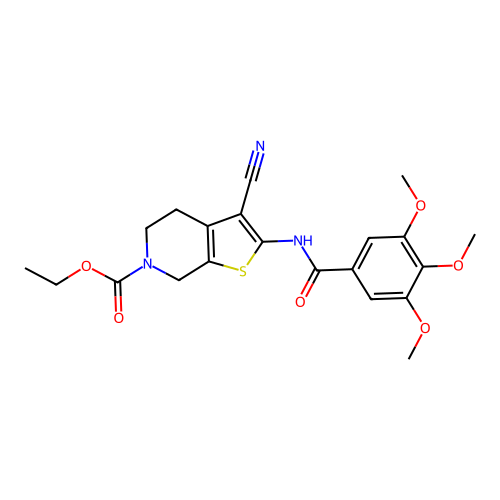ethyl 3-cyano-2-(3,4,5-trimethoxybenzamido)-4,5-dihydrothieno[2,3-c]pyridine-6(7H)-carboxylate structure