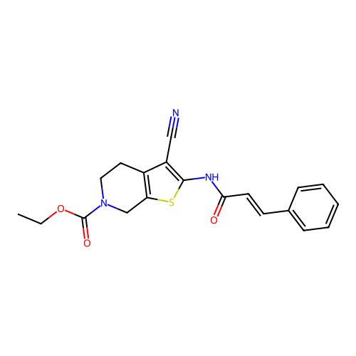 ethyl 2-cinnamamido-3-cyano-4,5-dihydrothieno[2,3-c]pyridine-6(7H)-carboxylate structure