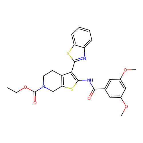 ethyl 3-(1,3-benzothiazol-2-yl)-2-(3,5-dimethoxybenzamido)-4H,5H,6H,7H-thieno[2,3-c]pyridine-6-carboxylate structure