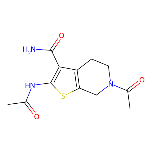 2-acetamido-6-acetyl-5,7-dihydro-4H-thieno[2,3-c]pyridine-3-carboxamide structure