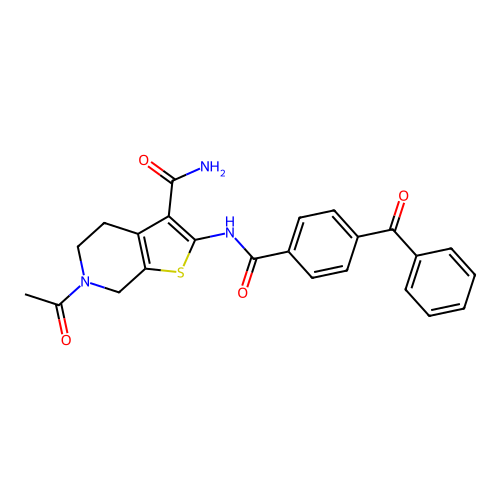 6-acetyl-2-(4-benzoylbenzamido)-4,5,6,7-tetrahydrothieno[2,3-c]pyridine-3-carboxamide structure