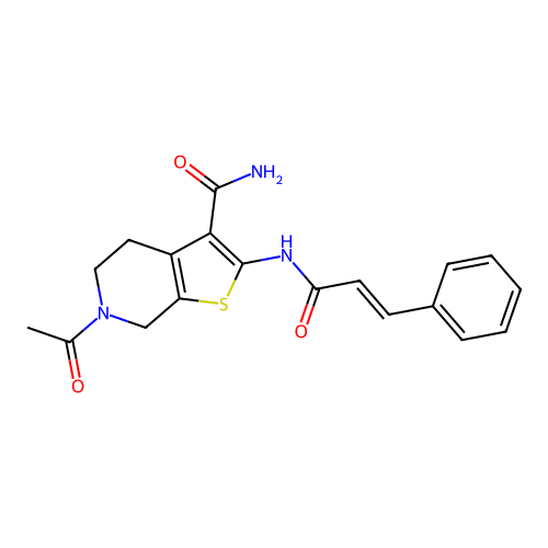 6-Acetyl-2-cinnamamido-4,5,6,7-tetrahydrothieno[2,3-c]pyridine-3-carboxamide structure