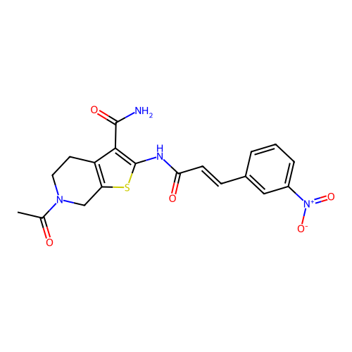(E)-6-acetyl-2-(3-(3-nitrophenyl)acrylamido)-4,5,6,7-tetrahydrothieno[2,3-c]pyridine-3-carboxamide structure
