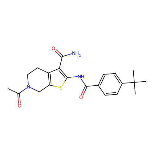 6-acetyl-2-(4-(tert-butyl)benzamido)-4,5,6,7-tetrahydrothieno[2,3-c]pyridine-3-carboxamide structure