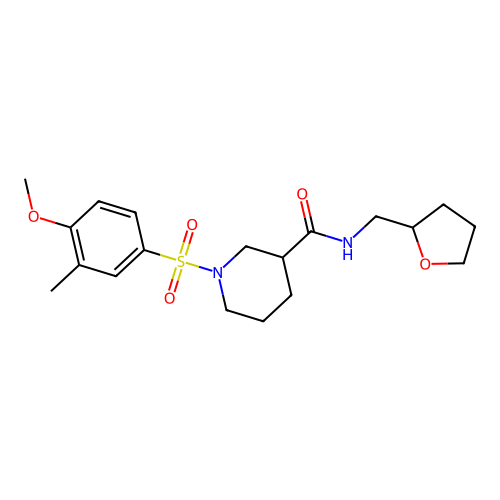 1-(4-methoxy-3-methylphenyl)sulfonyl-N-(oxolan-2-ylmethyl)piperidine-3-carboxamide structure