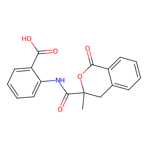 2-{[(3-methyl-1-oxo-3,4-dihydro-1H-isochromen-3-yl)carbonyl]amino}benzoic acid structure