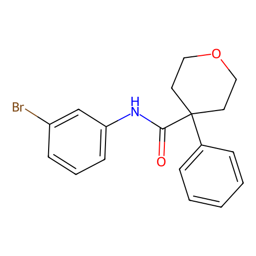 N-(3-bromophenyl)-4-phenyloxane-4-carboxamide structure