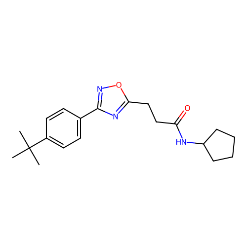 3-[3-(4-tert-butylphenyl)-1,2,4-oxadiazol-5-yl]-N-cyclopentylpropanamide structure