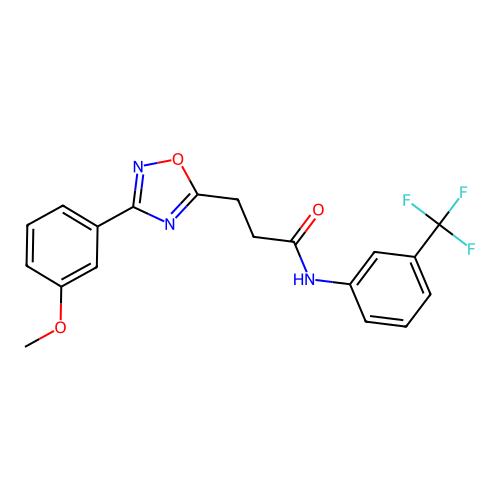 3-[3-(3-methoxyphenyl)-1,2,4-oxadiazol-5-yl]-N-[3-(trifluoromethyl)phenyl]propanamide structure