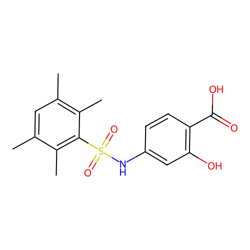2-Hydroxy-4-{[(2,3,5,6-tetramethylphenyl)sulfonyl]amino}benzoic acid structure