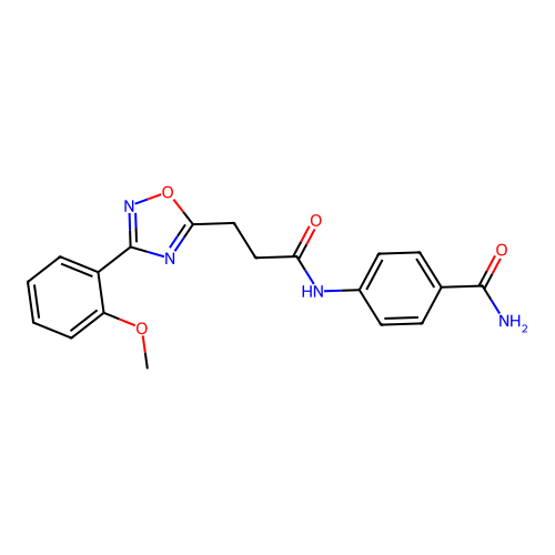 4-[3-[3-(2-Methoxyphenyl)-1,2,4-oxadiazol-5-yl]propanoylamino]benzamide structure