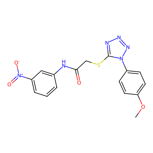 2-[1-(4-methoxyphenyl)tetrazol-5-yl]sulfanyl-N-(3-nitrophenyl)acetamide structure