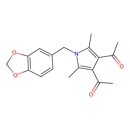 1-[4-Acetyl-1-(1,3-benzodioxol-5-ylmethyl)-2,5-dimethylpyrrol-3-yl]ethanone structure
