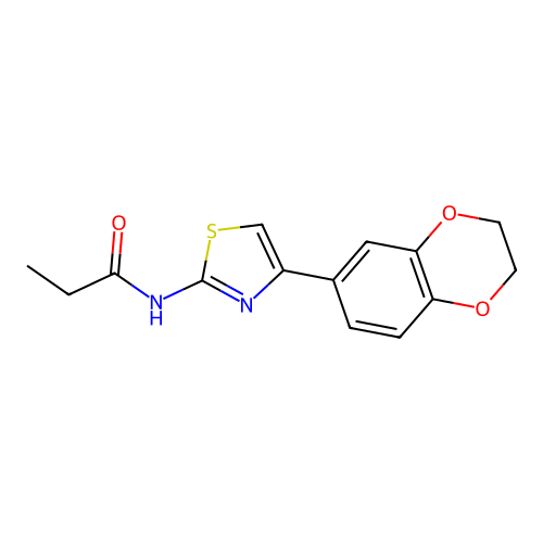 N-[4-(2,3-dihydro-1,4-benzodioxin-6-yl)-1,3-thiazol-2-yl]propanamide structure