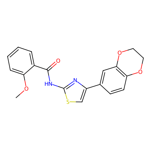 N-[4-(2,3-dihydro-1,4-benzodioxin-6-yl)-1,3-thiazol-2-yl]-2-methoxybenzamide structure