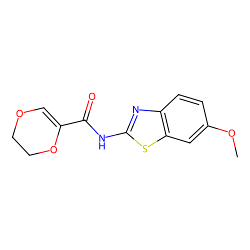 N-(6-methoxybenzo[d]thiazol-2-yl)-5,6-dihydro-1,4-dioxine-2-carboxamide structure