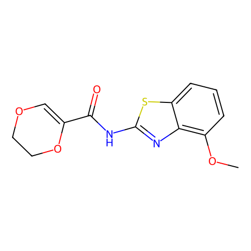 N-(4-methoxybenzo[d]thiazol-2-yl)-5,6-dihydro-1,4-dioxine-2-carboxamide structure