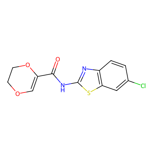 N-(6-chlorobenzo[d]thiazol-2-yl)-5,6-dihydro-1,4-dioxine-2-carboxamide structure