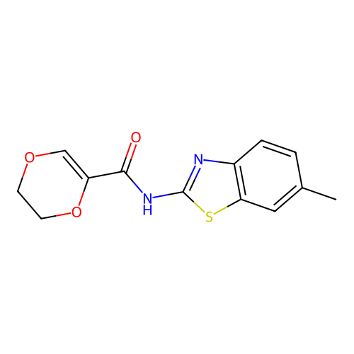 N-(6-methylbenzo[d]thiazol-2-yl)-5,6-dihydro-1,4-dioxine-2-carboxamide structure