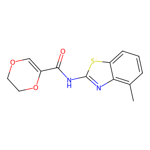 N-(4-methylbenzo[d]thiazol-2-yl)-5,6-dihydro-1,4-dioxine-2-carboxamide structure