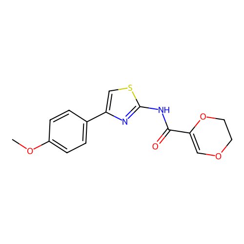 N-[4-(4-methoxyphenyl)-1,3-thiazol-2-yl]-5,6-dihydro-1,4-dioxine-2-carboxamide structure