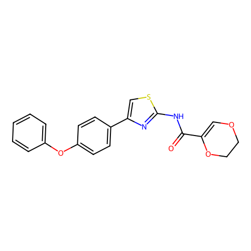 N-[4-(4-phenoxyphenyl)-1,3-thiazol-2-yl]-2,3-dihydro-1,4-dioxine-5-carboxamide structure