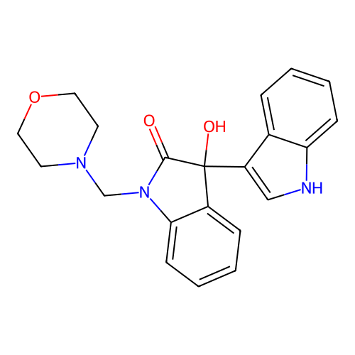 3'-hydroxy-1'-(morpholin-4-ylmethyl)-1',3'-dihydro-1H,2'H-3,3'-biindol-2'-one structure