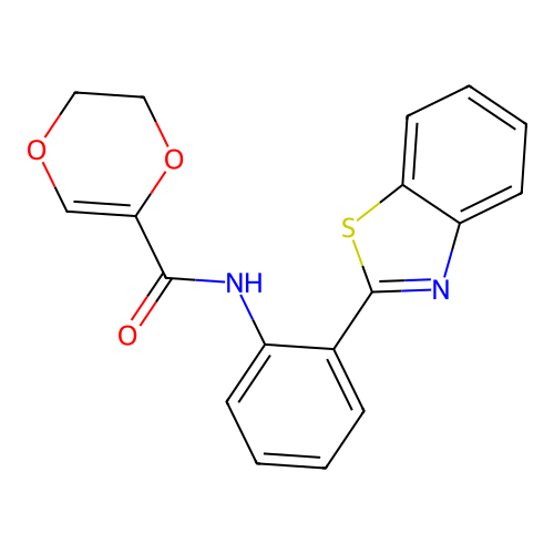 N-[2-(1,3-benzothiazol-2-yl)phenyl]-2,3-dihydro-1,4-dioxine-5-carboxamide structure