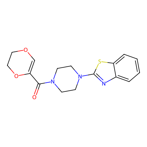 (4-(Benzo[d]thiazol-2-yl)piperazin-1-yl)(5,6-dihydro-1,4-dioxin-2-yl)methanone structure