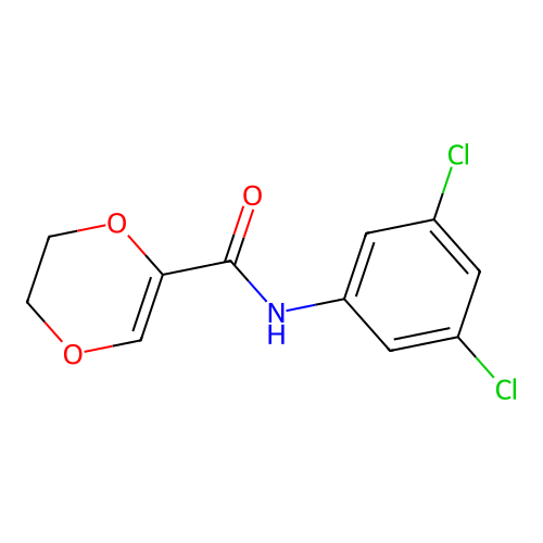 N-(3,5-dichlorophenyl)-5,6-dihydro-1,4-dioxine-2-carboxamide structure